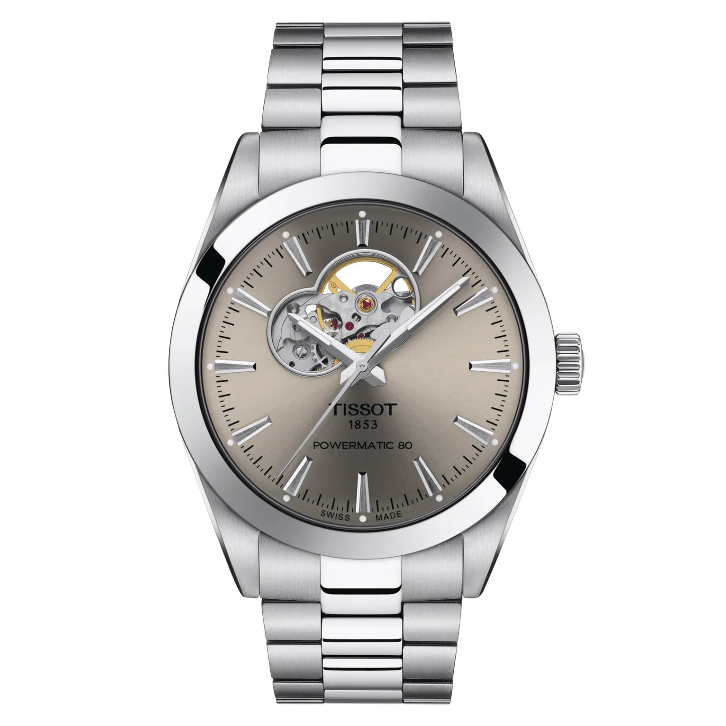 Tissot T-Classic Gentleman Powermatic 80 Open Heart Sunray Automatic T127.407.11.081.00 100M