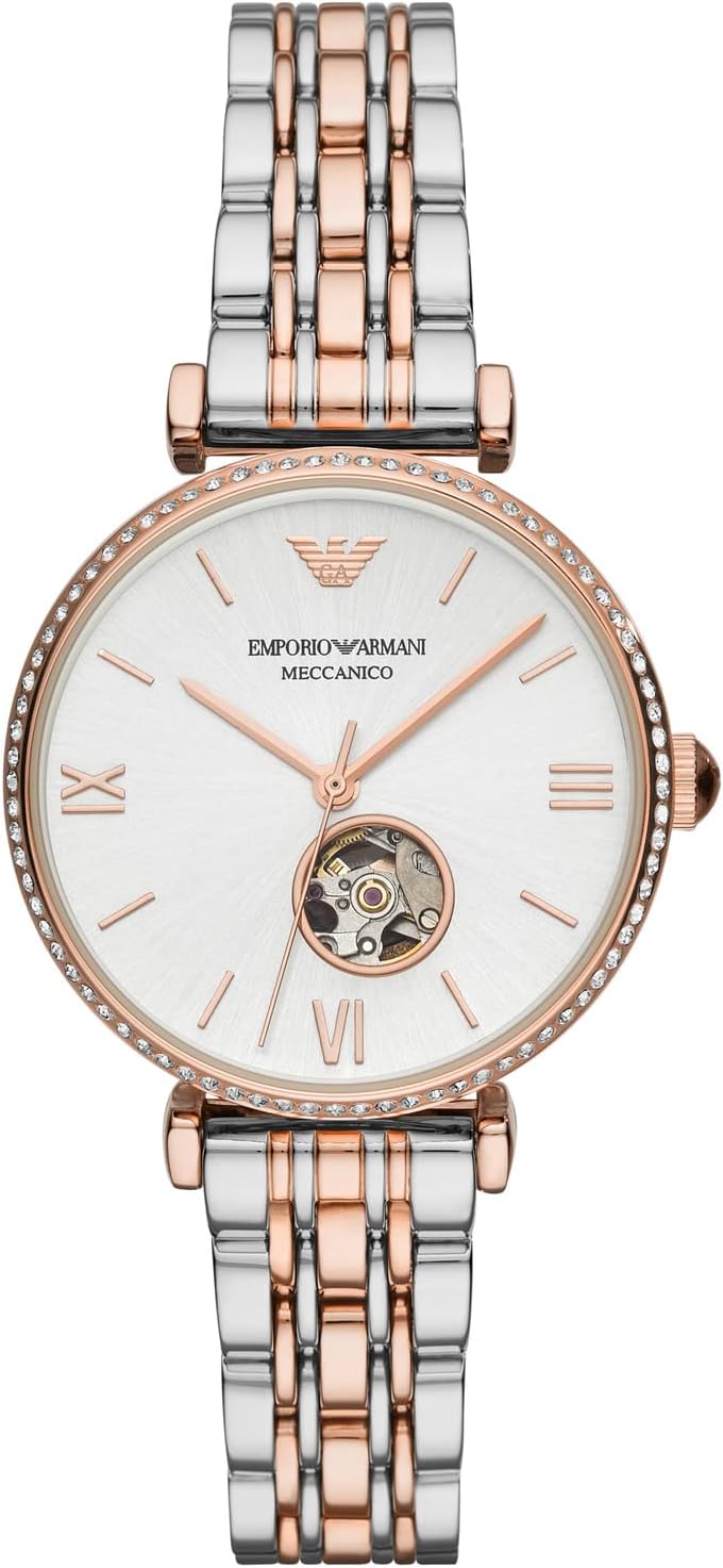 Emporio Armani Gianni T-Bar Open Heart Two Tone Stainless Steel Automatic AR60019