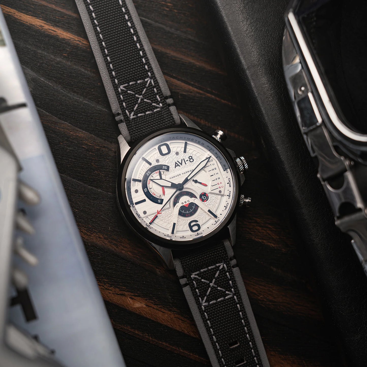 AVI-8 Hawker Harrier Dual Retrograde Chronograph Ivory White Dial AV-4056-07