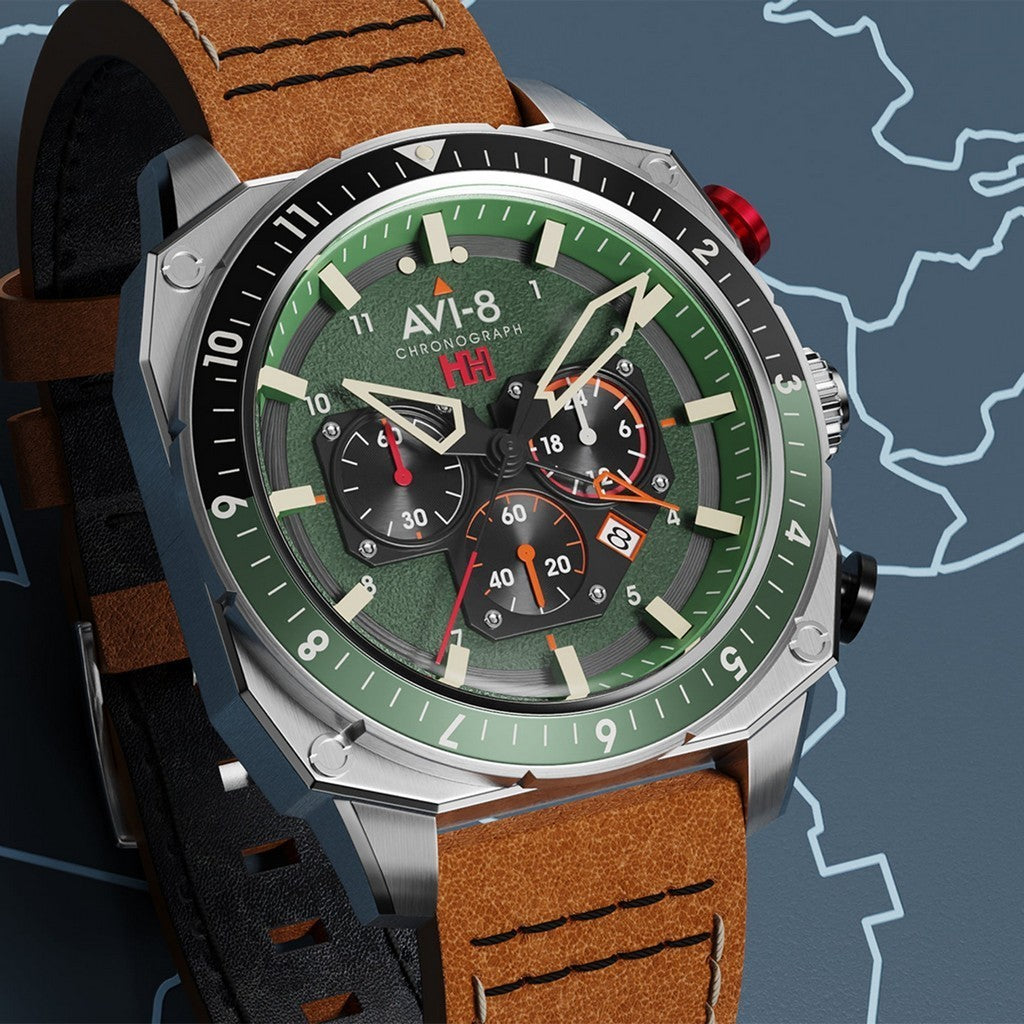 AVI-8 Hawker Hunter Atlas Dual Time Chronograph Forest AV-4100-01