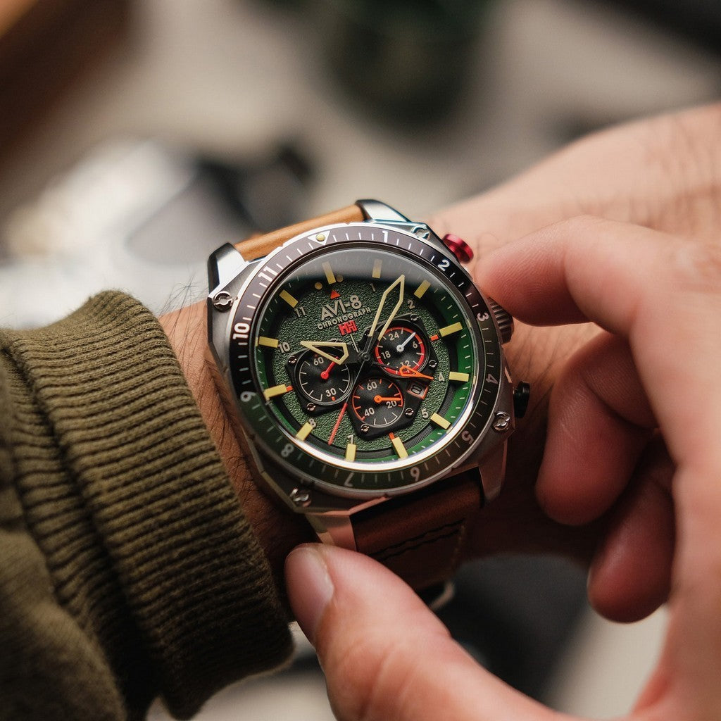 AVI-8 Hawker Hunter Atlas Dual Time Chronograph Forest AV-4100-01