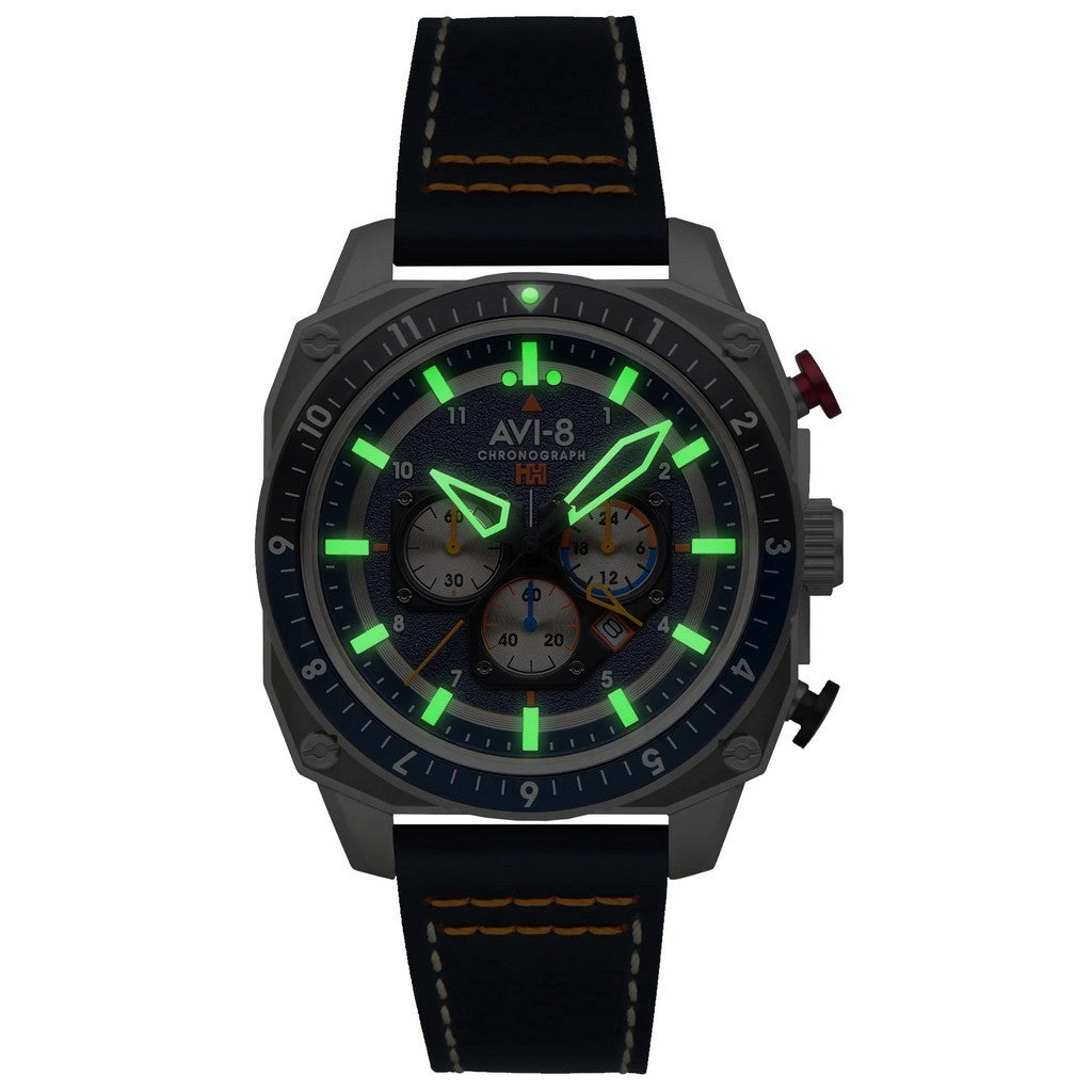 AVI-8 Hawker Hunter Atlas Dual Time Chronograph Pavillion Blue Quartz AV-4100-02 Men's Watch