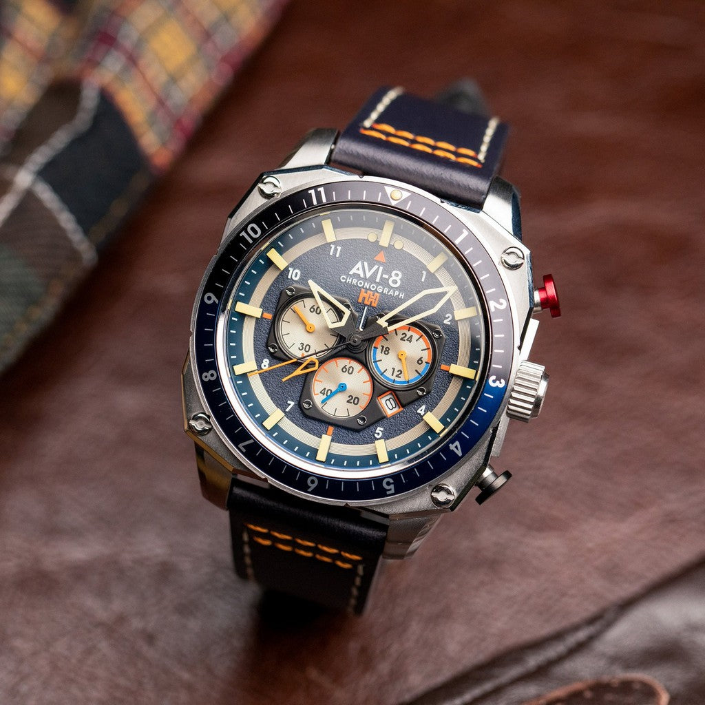 AVI-8 Hawker Hunter Atlas Dual Time Chronograph Pavillion Blue Quartz AV-4100-02 Men's Watch