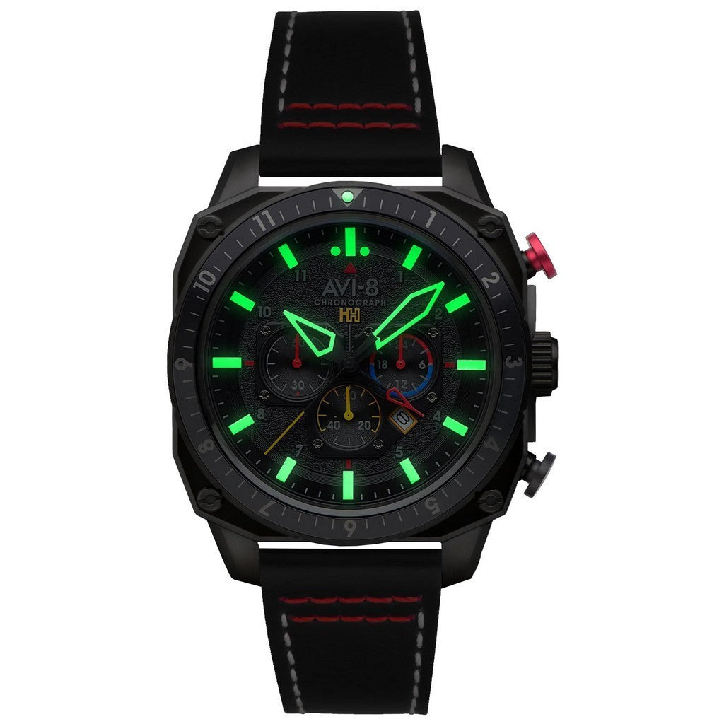 AVI-8 Hawker Hunter Atlas Dual Time Chronograph Black OPS AV-4100-04