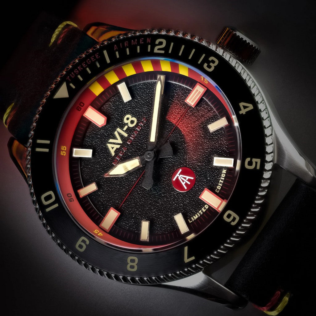 AVI-8 Flyboy Tuskegee Airmen Limited Edition Licata Black Dial Quartz AV-4103-01 Men's Watch With Extra Strap