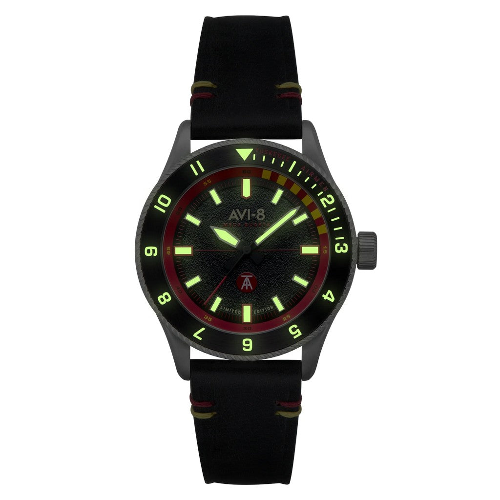 AVI-8 Flyboy Tuskegee Airmen Limited Edition Licata Black Dial Quartz AV-4103-01 Men's Watch With Extra Strap