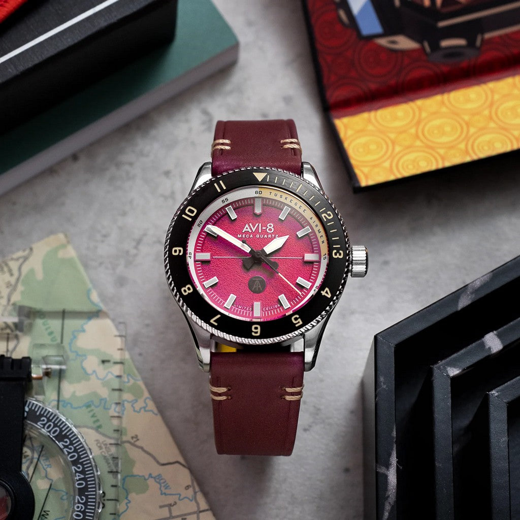 AVI-8 Flyboy Tuskegee Airmen Limited Edition Ramitelli Red Dial AV-4103-04