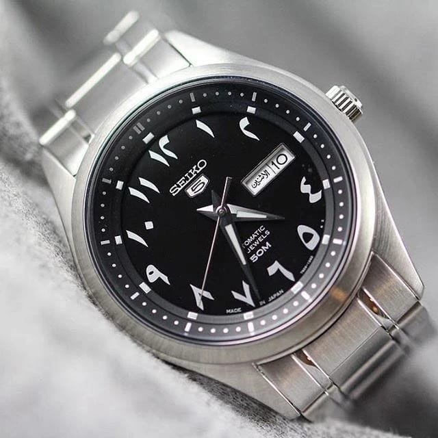 Seiko 5 Stainless Steel Black Arabic Dial Automatic SNKP21J1