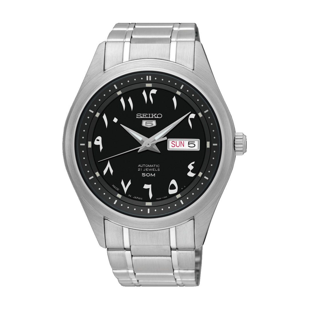 Seiko 5 Stainless Steel Black Arabic Dial Automatic SNKP21J1