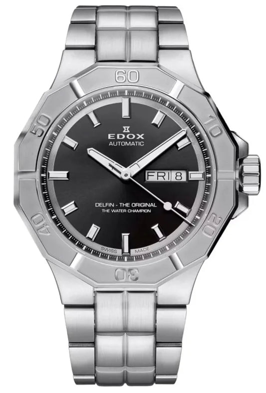 Edox Delfin The Original Day Date Black Dial Automatic Diver's