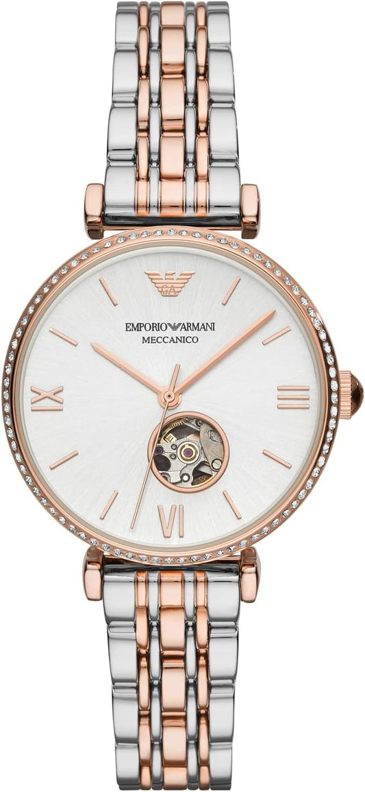 Emporio Armani Gianni T-Bar Open Heart Two Tone Stainless Steel Automatic AR60019