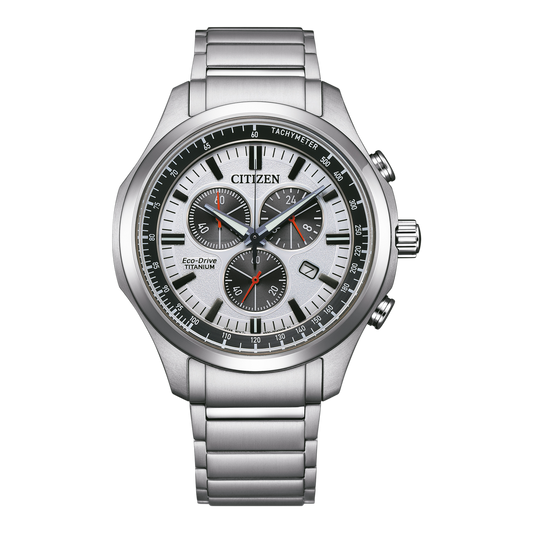 Citizen Eco-Drive Chronograph Super Titanium White Dial AT2530-85A 100M