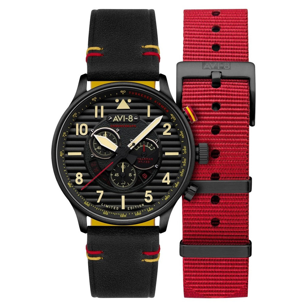 AVI-8 Flyboy Spirit Of Tuskegee Chronograph Limited Edition Anderson Black Dial AV-4109-01
