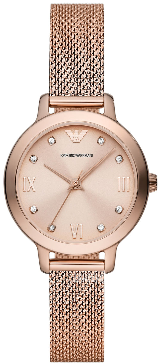 Emporio Armani Crystal Accents  Rose Gold Dial AR11129 Women's Watch