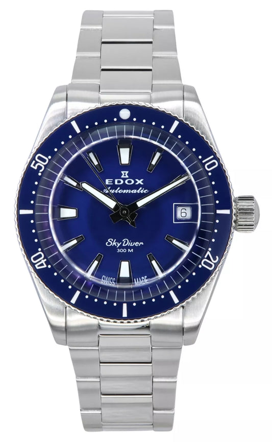 Edox Skydiver 38 Date Limited Edition Blue Dial Automatic Diver's 300M Swiss Made