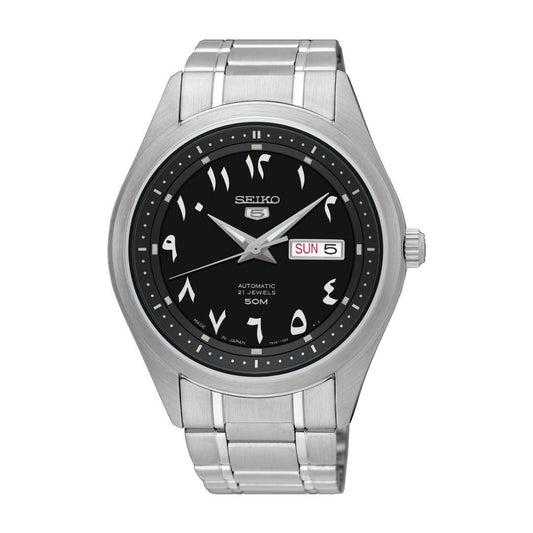 Seiko 5 Stainless Steel Black Arabic Dial Automatic SNKP21J1